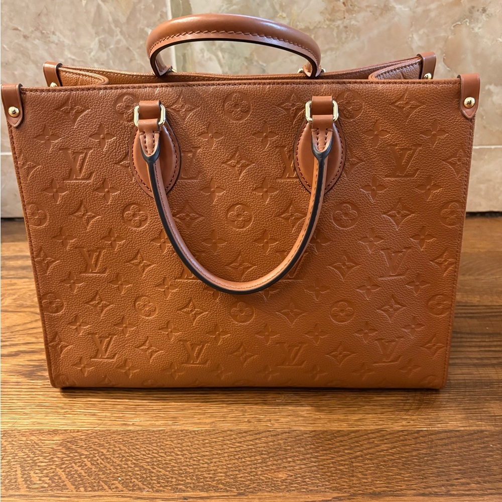 Louis Vuitton Cognac Monogram Empreinte on the Go Totebag